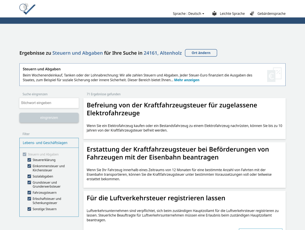 Ergebnisseite